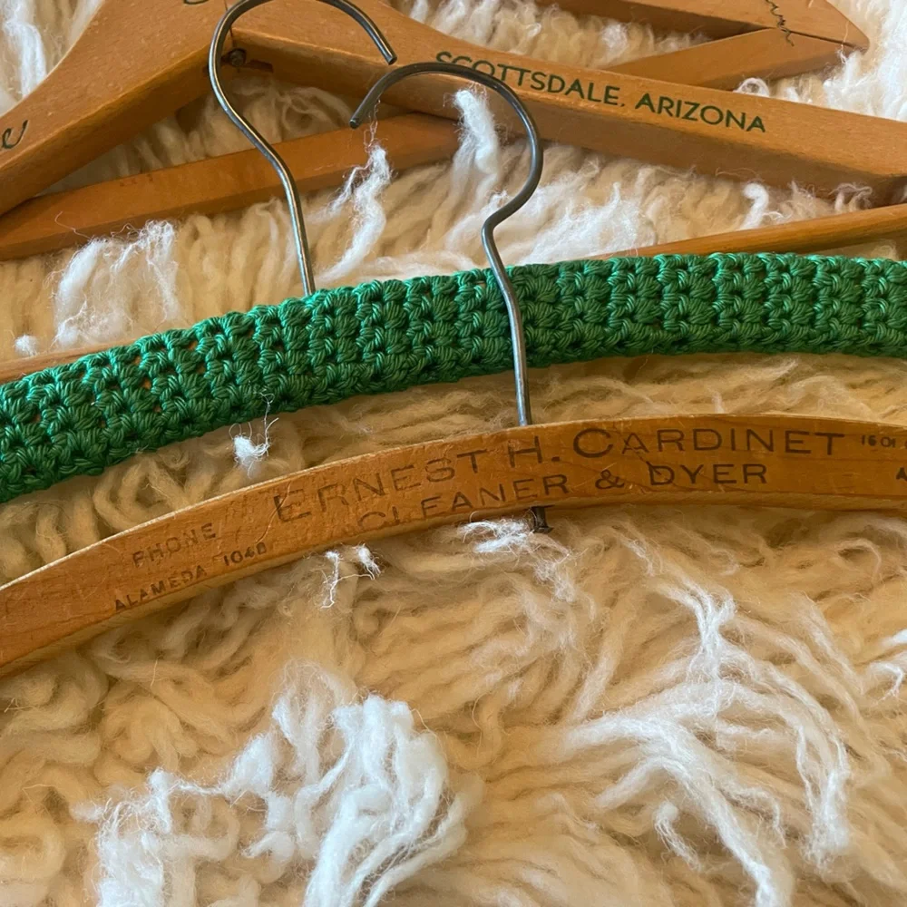 Vintage Wooden Advertising and Crochet Hangers